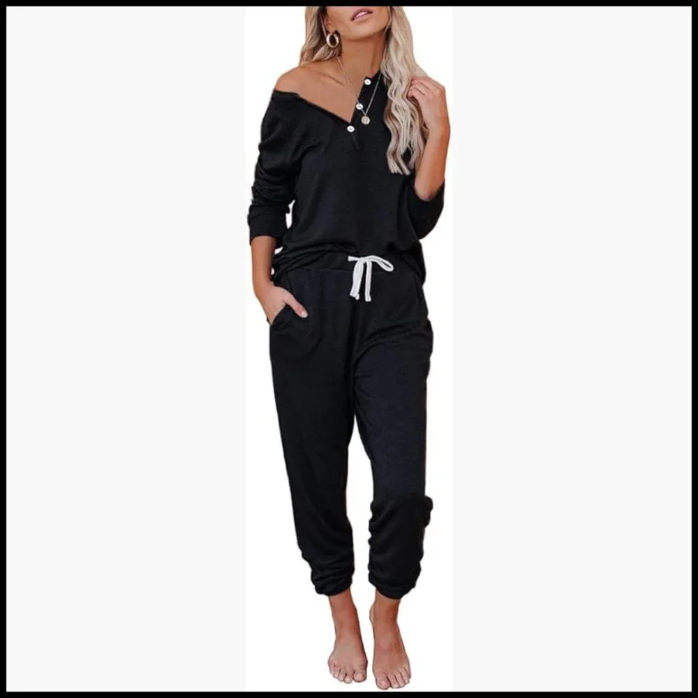 Soft Polyester Lounge Set with Off Shoulder Top and Joggers